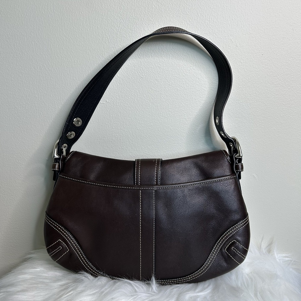 Coach Soho Buckle Flap Dark Brown Leather Shoulder Bag F10192 Good - Picture 2 of 11